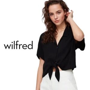 Wilfred Free Tie-Front Huang Blouse Black - Size Small